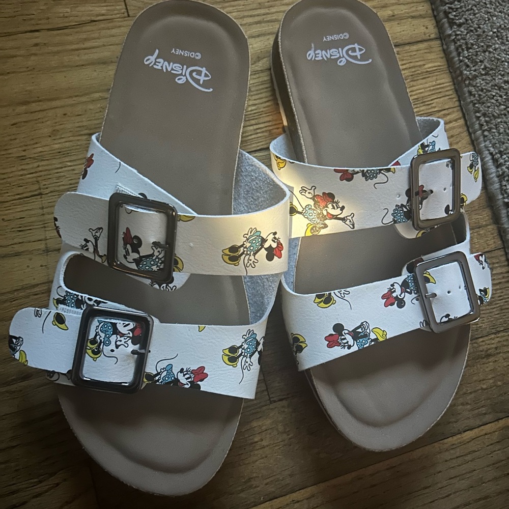 Disney White Sandals with Floral Print